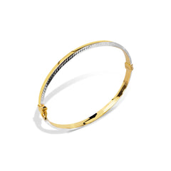 TEXTURED SIDE LADIES BANGLE IN TWO-TONE 18K GOLD