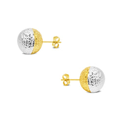 TWO-TONE TEXTURED BALL EARRINGS IN 18K GOLD