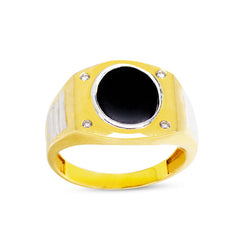 MEN'S RING WITH BLACK ONYX IN 18K TWO TONE GOLD