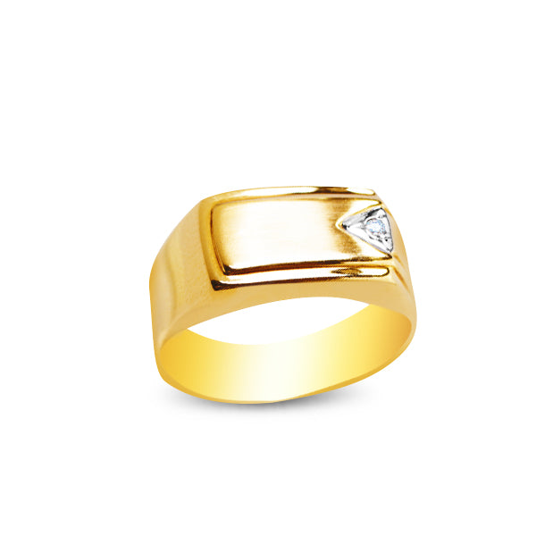 MEN'S RING TWO-TONE WITH CUBIC ZIRCONIAN IN 18K GOLD