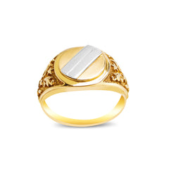 MEN'S RING TWO TONE WITH DESIGN IN 18K GOLD