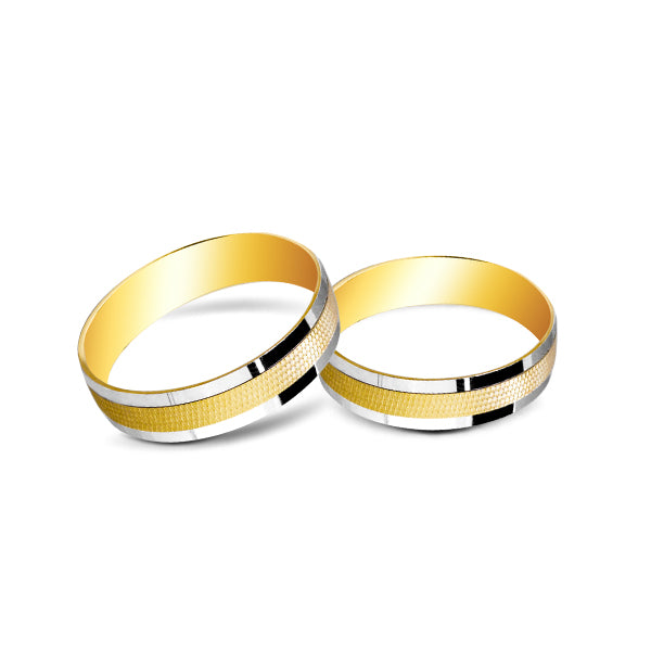 WEDDING RING SATINTEXTURED TWO-TONE IN 14K GOLD