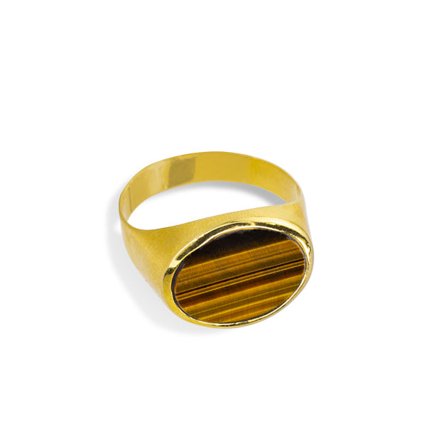 OVAL GLOSSY SURFACE SIGNET RING IN 18K