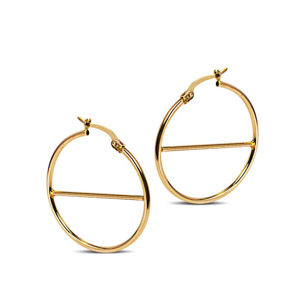 LOOP EARRINGS WITH CENTER BAR IN 18K YG