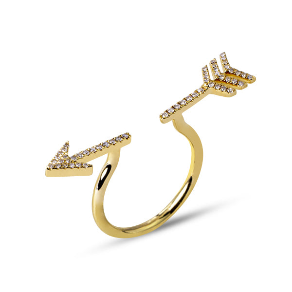 ARROW RING WITH DIAMONDS IN 14K YELLOW GOLD