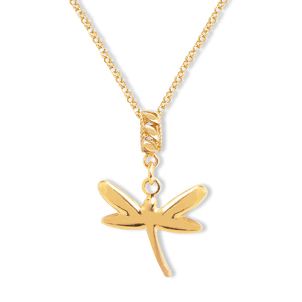 DRAGONFLY PENDANT WITH FOXTAIL CHAIN IN 18K YELLOW GOLD