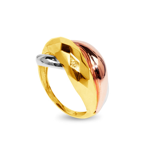 TRINITY RING TRI-COLOR IN 18K GOLD