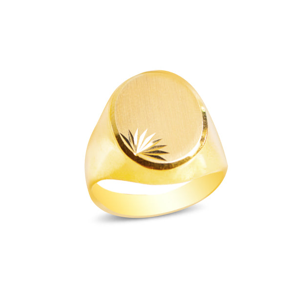 MEN'S RING OVAL WITH DESIGN IN 18K GOLD