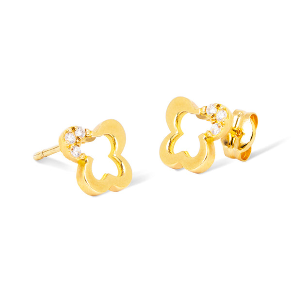 BUTTERFLY EARRINGS WITH CUBIC ZIRCONIA IN 18K YG