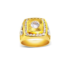 MEN'S RING WITH CUBIC ZIRCONIAN IN 18K GOLD