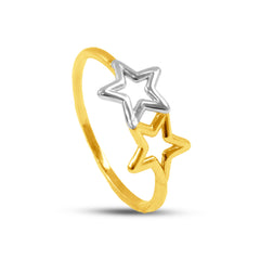 TWO-TONE STAR RING IN 18K GOLD