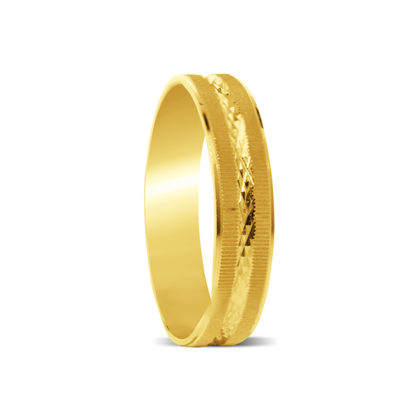 TEXTURED WEDDING RING IN 18K YELLOW GOLD