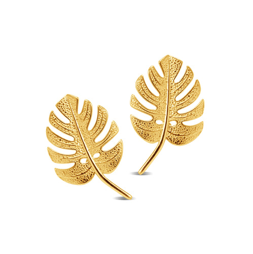 TROPICAL LEAVE EARRINGS IN 18K YELLOW GOLD