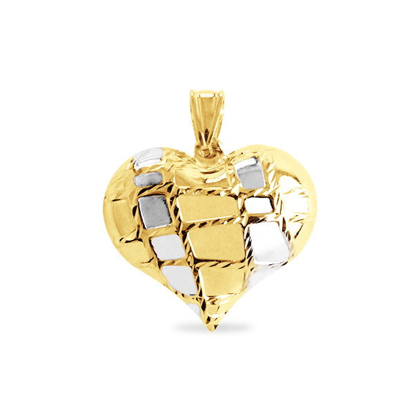 HEART PENDANT TEXTURED IN TWO-TONE 18K GOLD