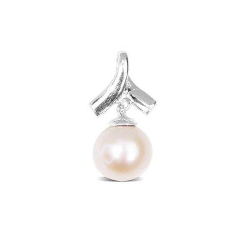 ROUND CULTURED PEARL PENDANT IN 14K WHITE GOLD