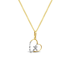 TWO-TONE HEART WITH CROSS WITH BARB CHAIN IN 18K GOLD
