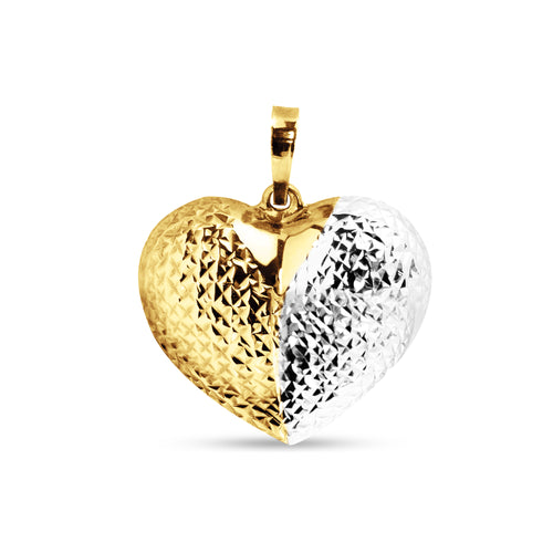 TWO-TONED TEXTURED HEART IN 18K GOLD