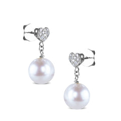 SOUTH SEA PEARL HEART PAVE DIAMOND SET IN 14K WHITE GOLD