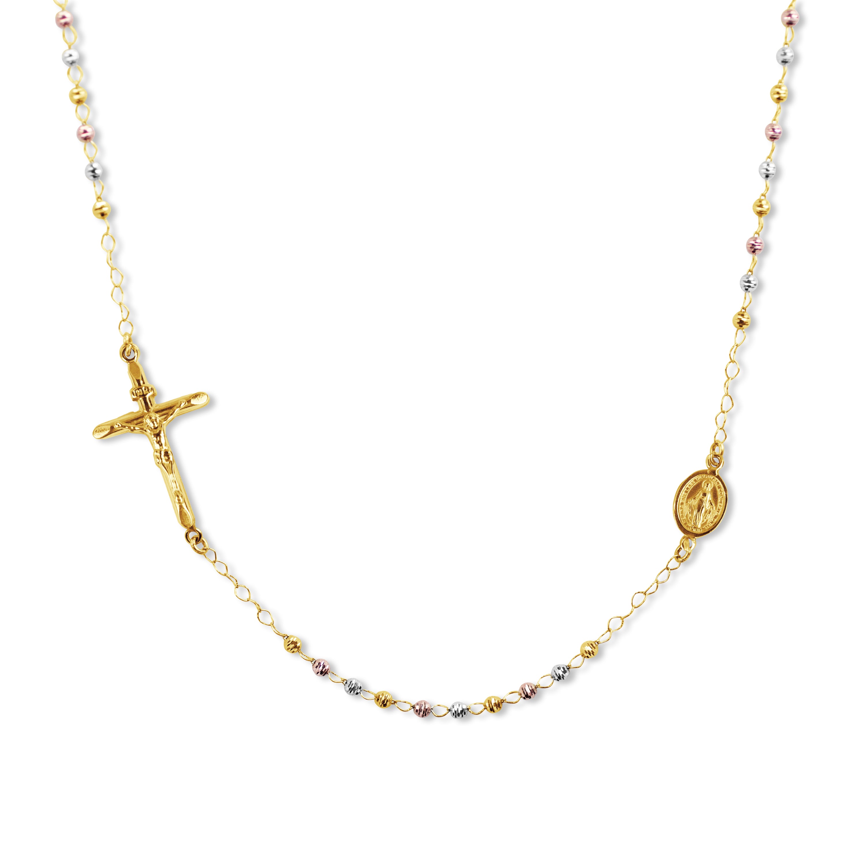 Tri gold hot sale rosary necklace