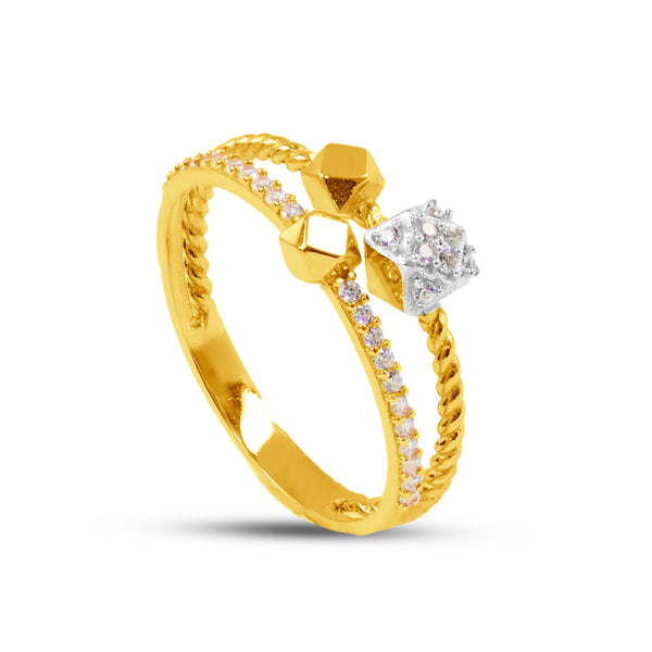SHAPED RING TWO-TONE IN 18K GOLD