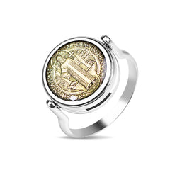 SAINT BENEDICT RING BACK TO BACK IMAGE IN 14K WHITE GOLD