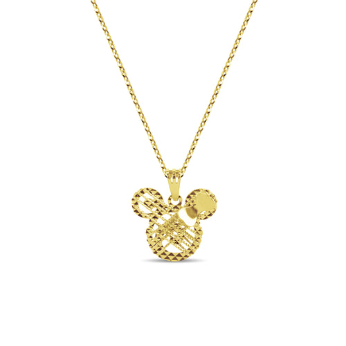 MICKEY MOUSE PENDANT WITH CABLE CHAIN IN 18K YELLOW GOLD