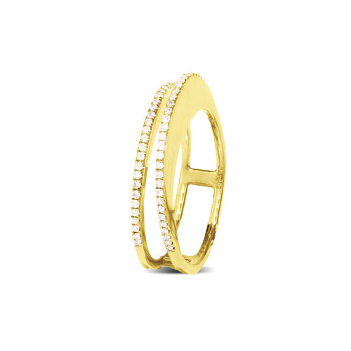 2 ROW PAVE RING IN 14K YELLOW GOLD