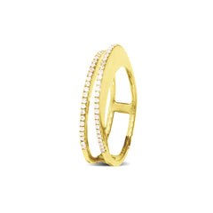 2 ROW PAVE RING IN 14K YELLOW GOLD
