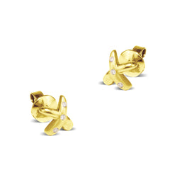 X - EARRINGS WITH DIAMONDS IN 14K YELLOW GOLD