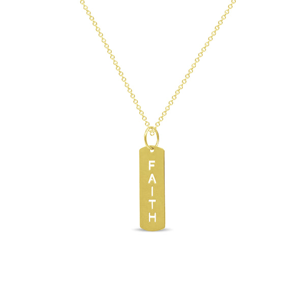 FAITH PENDANT WITH FINE CABLE CHAIN IN18K YELLOW GOLD