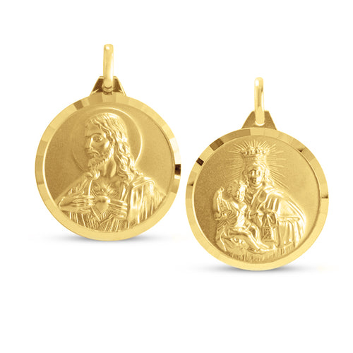 SACRED HEART AND CARMEL MEDAL IN 18K YELLOW GOLD