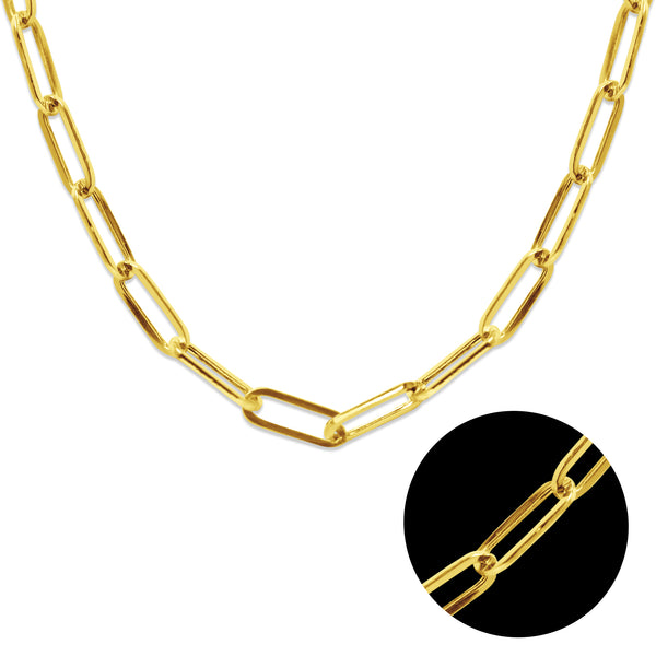 PAPER CLIP CHAIN IN 18K YELLOW GOLD 22"