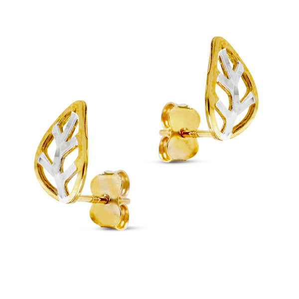 LEAF EARRINGS TWO TONE IN 18K GOLD