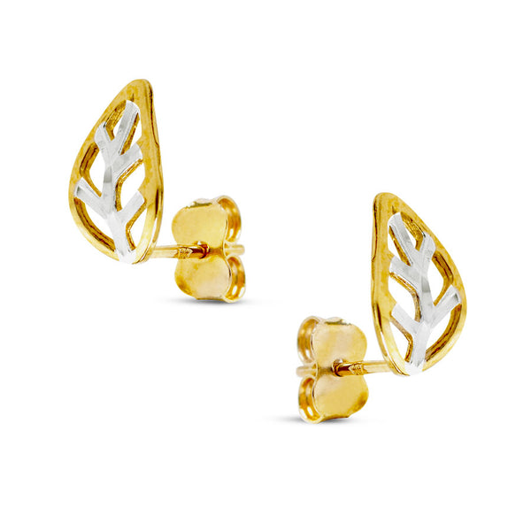 LEAF EARRINGS TWO TONE IN 18K GOLD