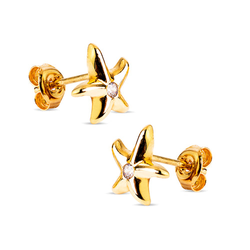STAR FISH WITH ZIRCONIAN STONE IN 18K YELLOW GOLD