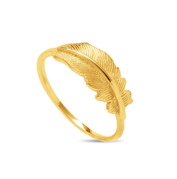 FEATHER RING IN 18K YELLOW GOLD