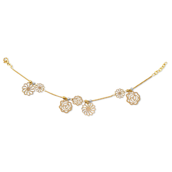 FLORAL CHARM BRACELET IN 14K TWO-TONE