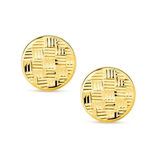 BUTTON TEXTURED  EARRINGS IN 18K YG