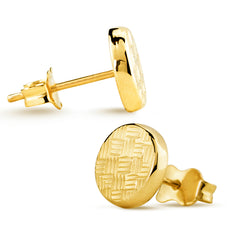 BUTTON TEXTURED  EARRINGS IN 18K YG