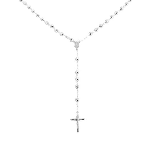 ROSARY NECKLACE 24″ IN 14K WHITE GOLD