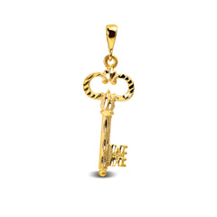 TEXTURED KEY PENDANT IN 18K YELLOW GOLD