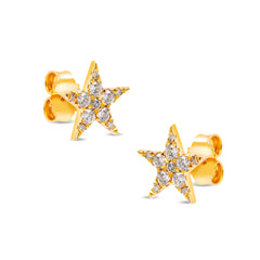 PAVE STAR DIAMOND EARRINGS IN 18K GOLD
