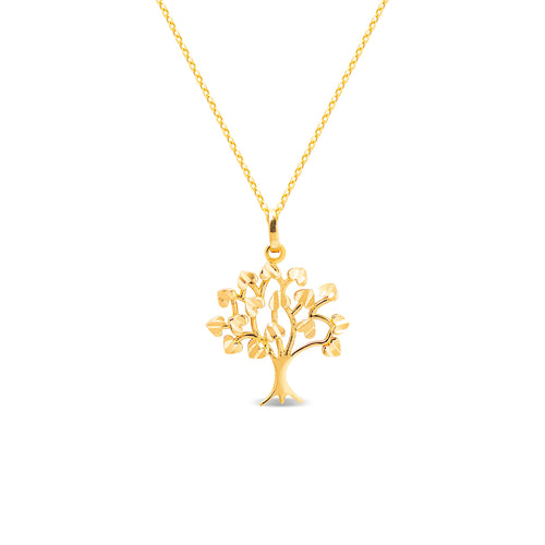 TREE PENDANT DESIGN WITH FINE CABLE CHAIN IN 18K YG
