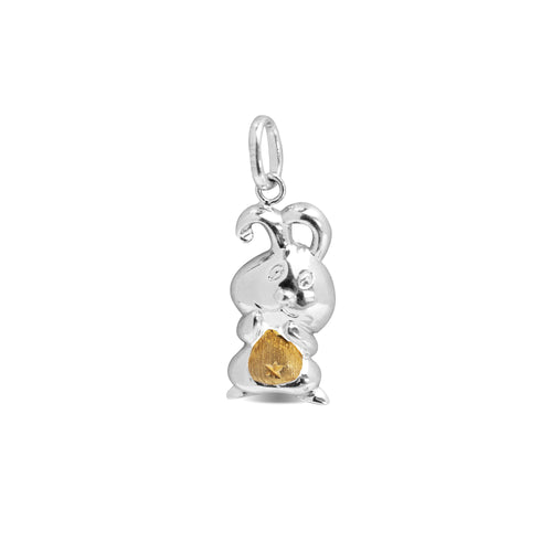 TWO-TONED BUNNY CHARACTER PENDANT IN 14K GOLD