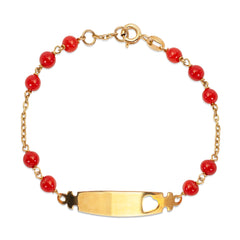 ID KIDS BRACELET WITH RED CORALS IN 18K GOLD