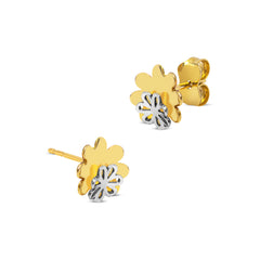 TWO-TONE FLOWER EARRINGS IN 18K GOLD