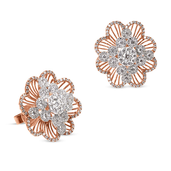 FLOWER RING WITH DIAMONDS IN 18K ROSE GOLD