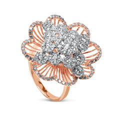 FLOWER RING WITH DIAMONDS IN 18K ROSE GOLD