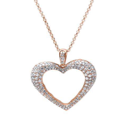 HEART CHOKER WITH DIAMONDS IN 14K ROSE GOLD