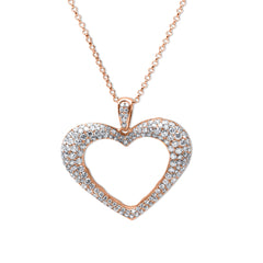 HEART CHOKER WITH DIAMONDS IN 14K ROSE GOLD